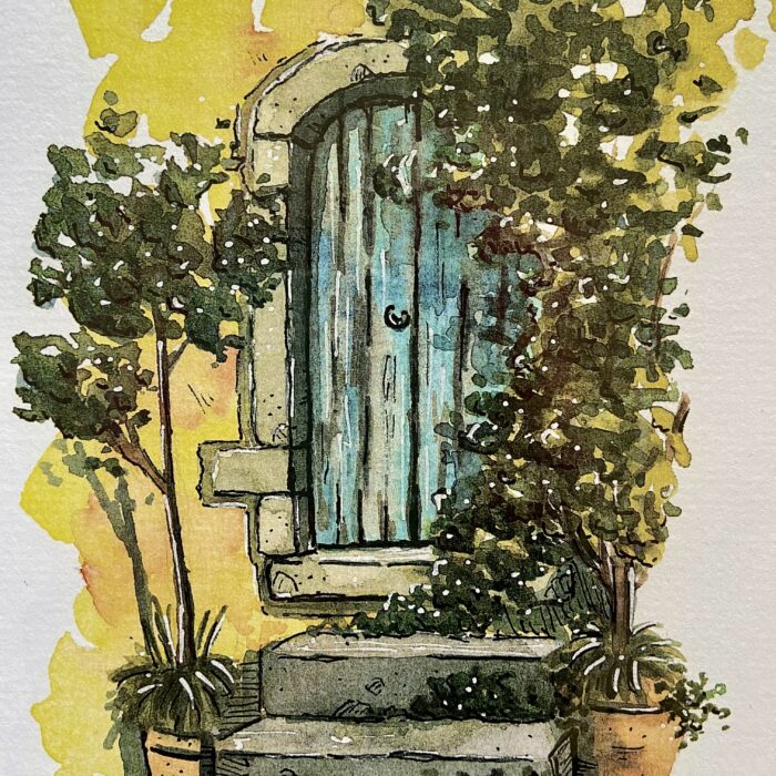 puerta con plantas
