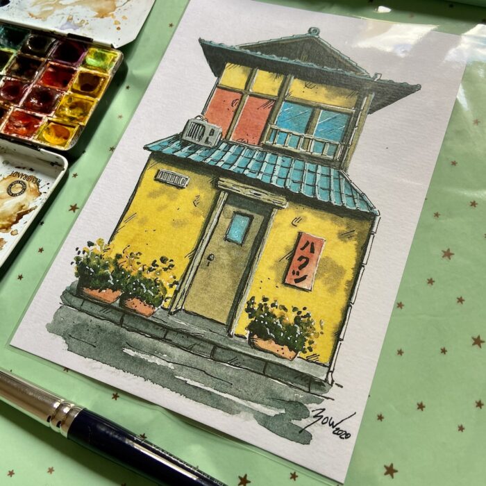 casita japonesa amarilla